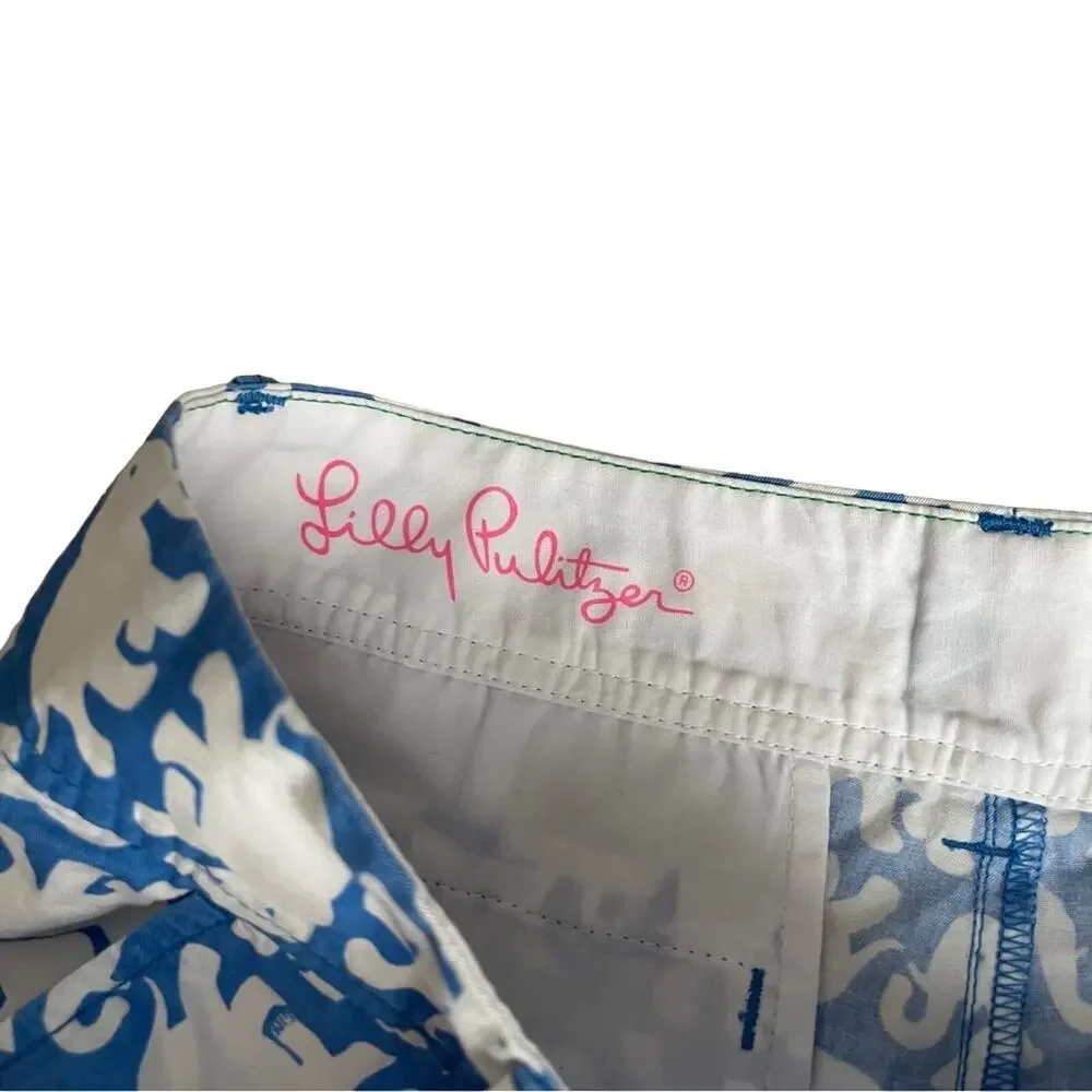 Lilly Pulitzer The Callahan 5” Short Tusk In The Sun Blue White Size 0